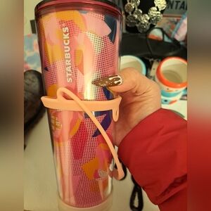 NWT Starbucks Multicolor Tumbler with Pink Accents 24oz.